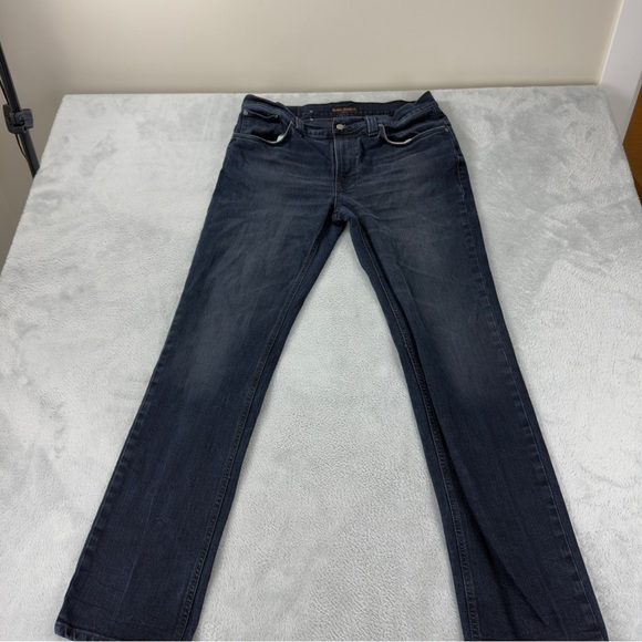 Nudie Jeans Men's Size 36x34 Actual 36x31 Thin Finn Black Dust NJ4180 Made Italy - Picture 1 of 15